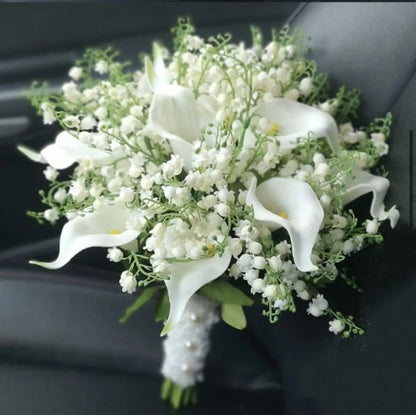New White Wedding Bouquet Handmade Artificial Flower Calla Buque Casamento Bridal Bouquet for Wedding Decorations Good Vibrations