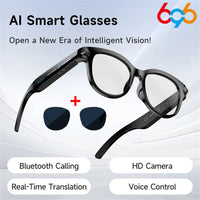 AI Smart Glasses Real-time Translation Dual Camera Bluetooth Call Sunglasses Shoot Audio Video Music Player Multifunctional Men Good Vibrations