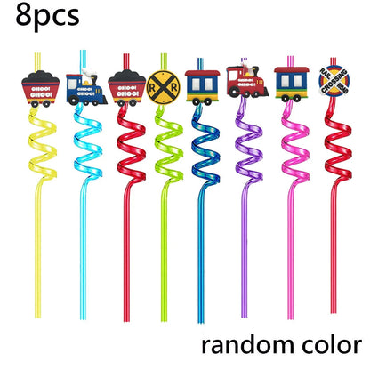 Train Party Supplies Drinking Straws Temporary Tattoos Keychains Slap Bracelets Stickers Goodie Bag Transportation Birthday Gift Good Vibrations