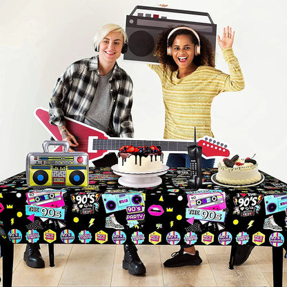 80s Party Table Covers Disposable Plastic Tablecloths Back to The 80s Party Supplies Decorations 80's Theme Disposable Tableware Good Vibrations