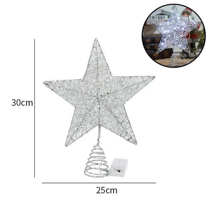 Christmas Tree Topper Star with LED Lights 20cm/25cm Festive Shining Decoration for Xmas Tree Home Holiday Decor Good Vibrations