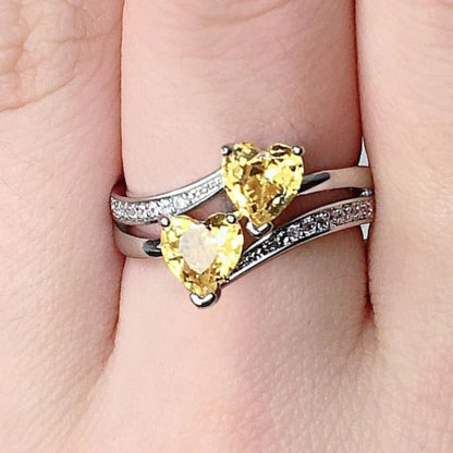 New Elegant Yellow Cubic Zirconia Women Rings Luxury Wedding Anniversary Party Lady's  Accessories Bright Fashion Jewelry Good Vibrations