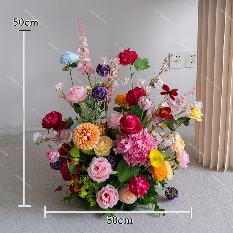 Wedding Decoration Outdor Artificial Flowers Decor Hanging Flower Row Road Leading Floor Flower Row Flower Ball Floral Backdrop Good Vibrations