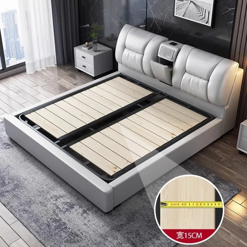 King Upholstered Beds Minimalist Frames Children Bedroom Beds Multifunctional Headboard Meubles De Chambre Home Furniture Good Vibrations