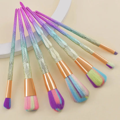 7/10pcs Make Up Brushes Set Loose Powder Foundation Eye Shadow Cosmetic Brushes Frosted Diamond-shaped Unicorn Soft Makeup Tools Good Vibrations