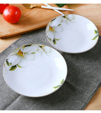 4pcs set, 8inch, bone china dinner plate, camellia design ceramic plates dinner set, set plate dish porcelain, dinner dish serve Good Vibrations