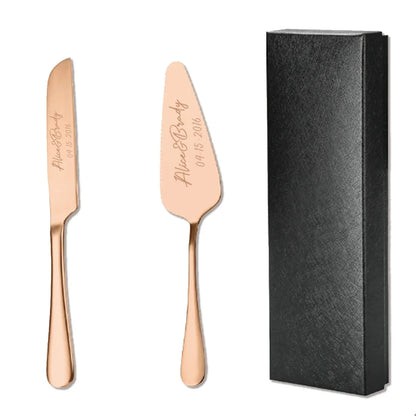 2pc custom engraved stainless steel cake knife set gift box, suitable for weddings, birthdays, all kinds of parties Good Vibrations