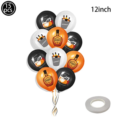 Whiskey Birthday Party Decorations Balloons Hanging Swirls Tablecloth Beers 30th 40th 50th Whiskey Birthdayy Party Decorations Good Vibrations