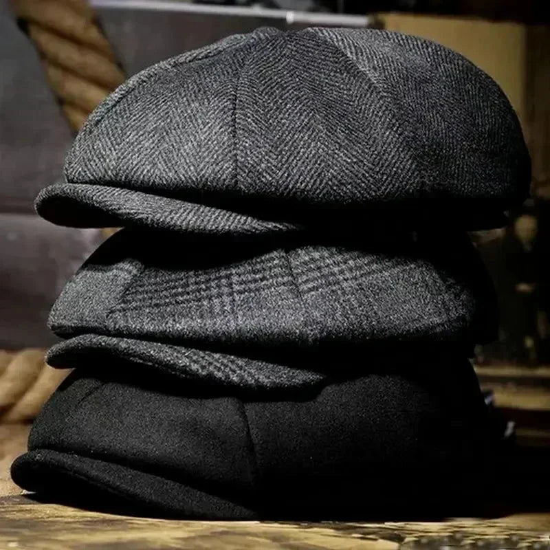 Hat Men Beret Cabbie Driving Hunting Caps Vintage Tweed Blinders Berets Flat Peaked Cap Street Hats for Men Women Good Vibrations