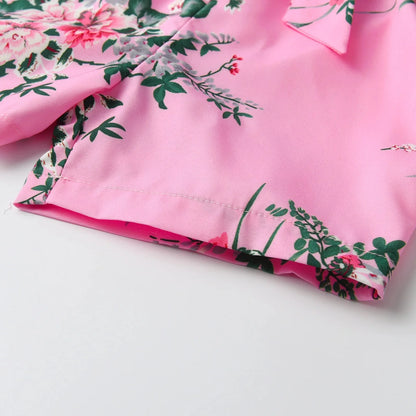 Children Clothing for Girls 1 2 3 4 5Y Kids Girls' Summer New Resort Style Floral Print Ruffled Camisole Jumpsuit with Lace-ups Good Vibrations