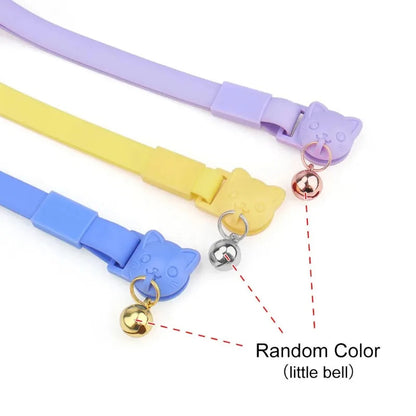 Pet Cat Bell Collar Dog Necklace PVC Waterproof Adjustable Kitten Candy Color Collar Festival Grooming Decorate Pet Supplies Good Vibrations