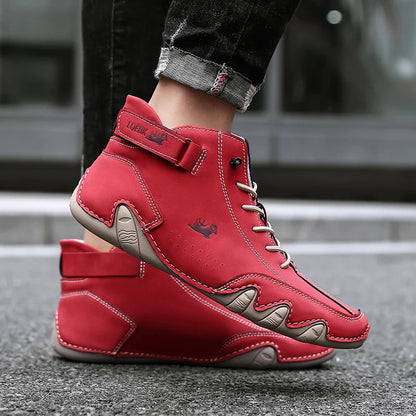 Boots for Men Casual High Top Sneakers Soft Sole Fashion Mens Slip-On Leather Driving Walking Shoes Comfort Luxury Ankle Boots Good Vibrations