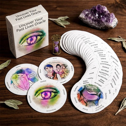 87 PCs  Uncover Your Past Lives Oracle Cards Round Tarot Deck Divination Tool for Spiritual Enlightenment and Board Game Good Vibrations