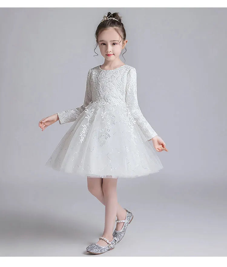 Fashion Flower Girl Dresses for Weddings Lace Long Sleeve Children Bridesmaid Dresses Spring Autumn Girls Party Dress 3-12 Years Good Vibrations