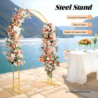 7.2ft Metal Wedding Arch  with Base, Balloon Arch Backdrop Arch Stand for Wedding, Garden, Yard, Indoor Outdoor Party Decoration Good Vibrations