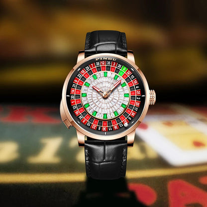 PINDU Design New NH35A Mechanical Watches Men Push Button Turn Russian Roulette Game Sapphire Mirror Diamond Dial Men's Watch Good Vibrations