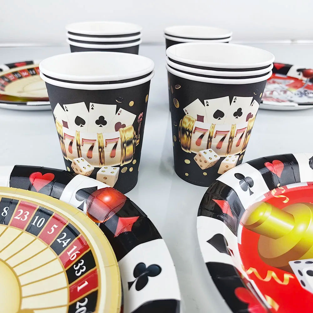 Casino Birthday Party Supplies for Adults Casino Party Decors Poker Paper Plates Cups Napkins Casino Night Vegas Supplies Favors Good Vibrations