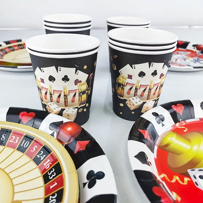 Casino Birthday Party Supplies for Adults Casino Party Decors Poker Paper Plates Cups Napkins Casino Night Vegas Supplies Favors Good Vibrations