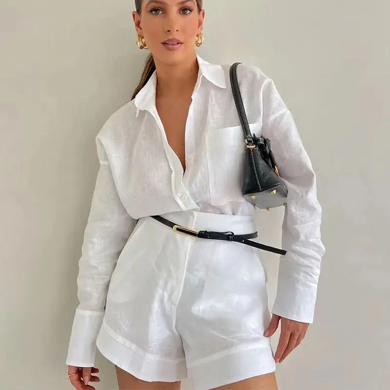 Women 2 Piece Set Outfit Women'S Vacation Fashion Casual Suit Solid Color Summer Conjuntos Para Mujeres 2 Piezas Elegantes 2025 Good Vibrations