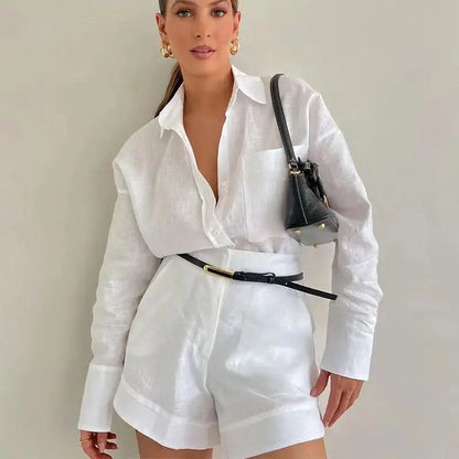Women 2 Piece Set Outfit Women'S Vacation Fashion Casual Suit Solid Color Summer Conjuntos Para Mujeres 2 Piezas Elegantes 2025 Good Vibrations