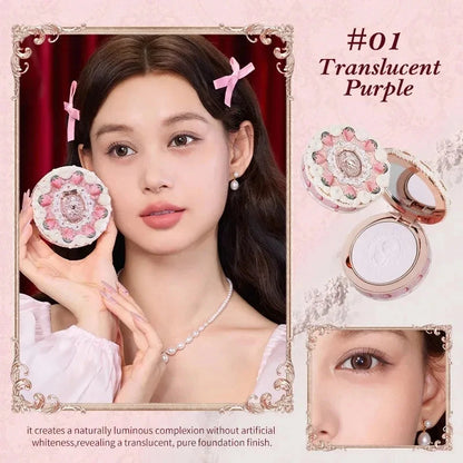 Flower Knows Shell Pearl Collection Baked Powder Mixed Color Honey Powder Clear Matte Makeup Setting Powder Natural Bronze Glow Good Vibrations
