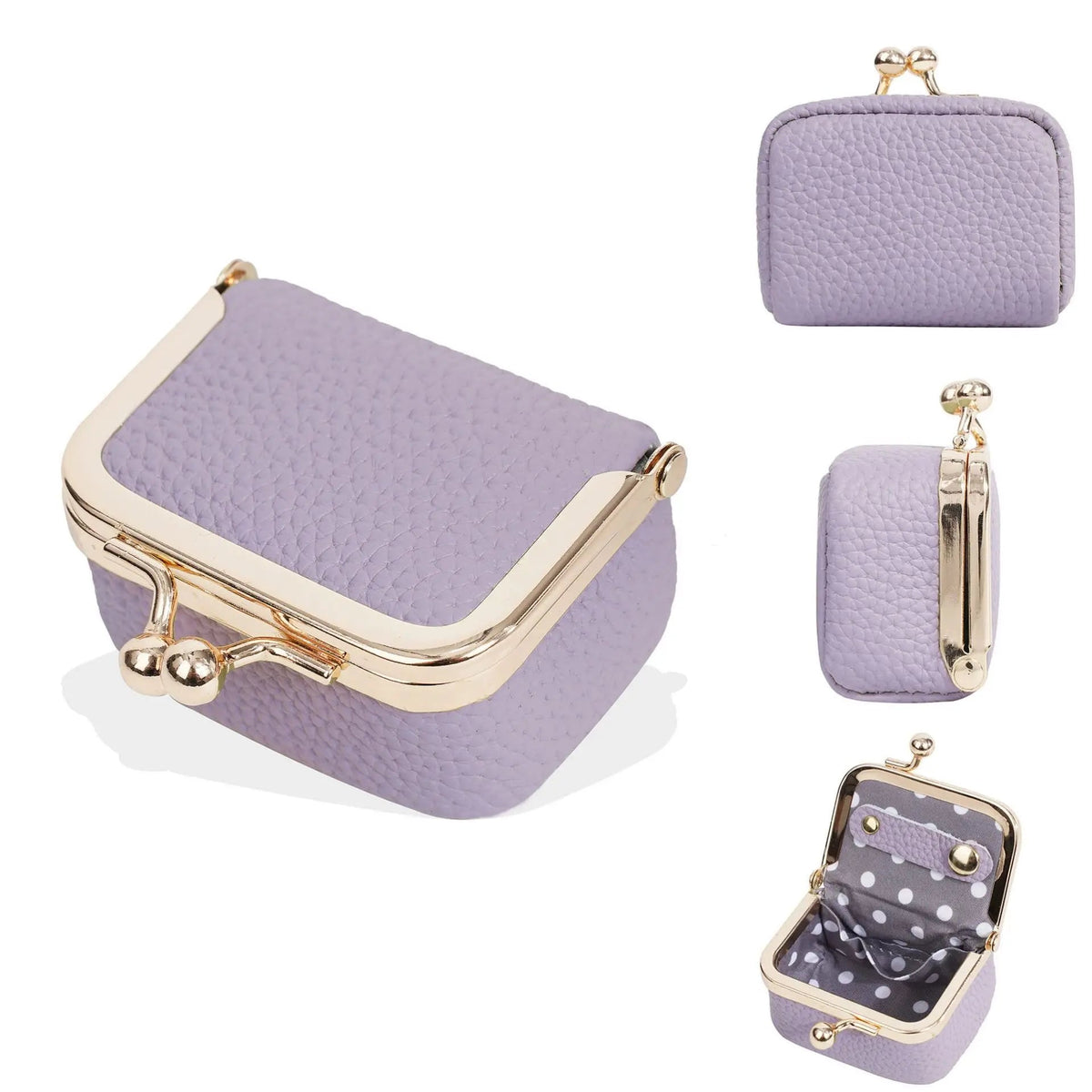 Litchi Grain Mini Bag, 2 Sizes Available, Retro Metal Kiss Lock, Portable Jewelry Pouch for Rings, Earrings & Necklaces Coin Pur Good Vibrations