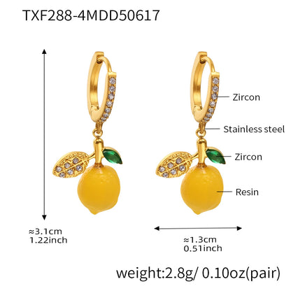 Nivora Resin Fruit Lemon Pendant Necklace For Women Imitation Pearl Stainless Steel Zircon Handmade Strand Beads Choker Jewelry Good Vibrations