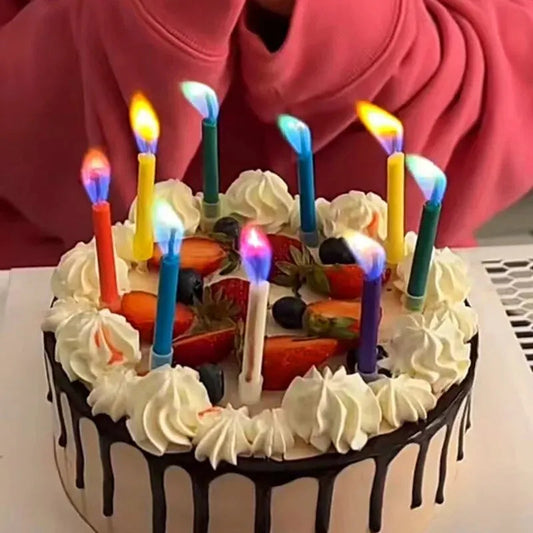 Colored Birthday Party Supplies 6/12pcs Wedding Colorful Multicolor Candles Safe Flames Dessert Cake Candles Decoration Good Vibrations