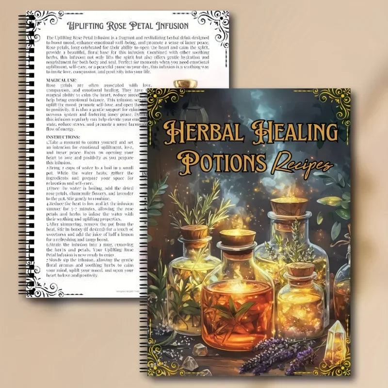 (1 book)  of herbal healing potion notebook, mysterious magic herb notebook, suitable for witchcraft practice bookA5 Good Vibrations