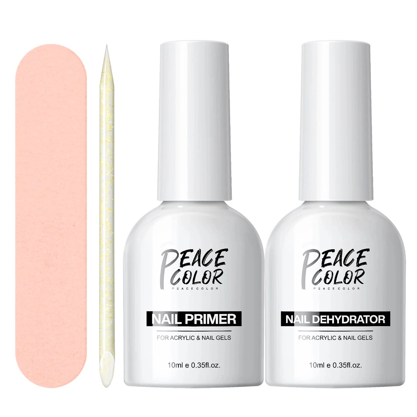 Peacecolor 10ML Nail Dehydrator & Primer and Nail Tools, Fast Dry Non Acid Primer for Gel Polish, Ideal Gift Choice Good Vibrations