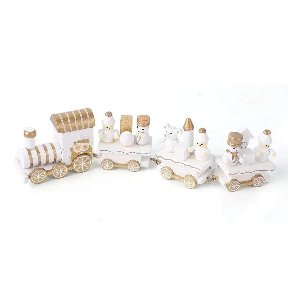 Christmas Train Painted Wooden Plastic  Mini Christmas Tree Train Christmas Decorations Festival Party Xmas Table Top Ornament Good Vibrations