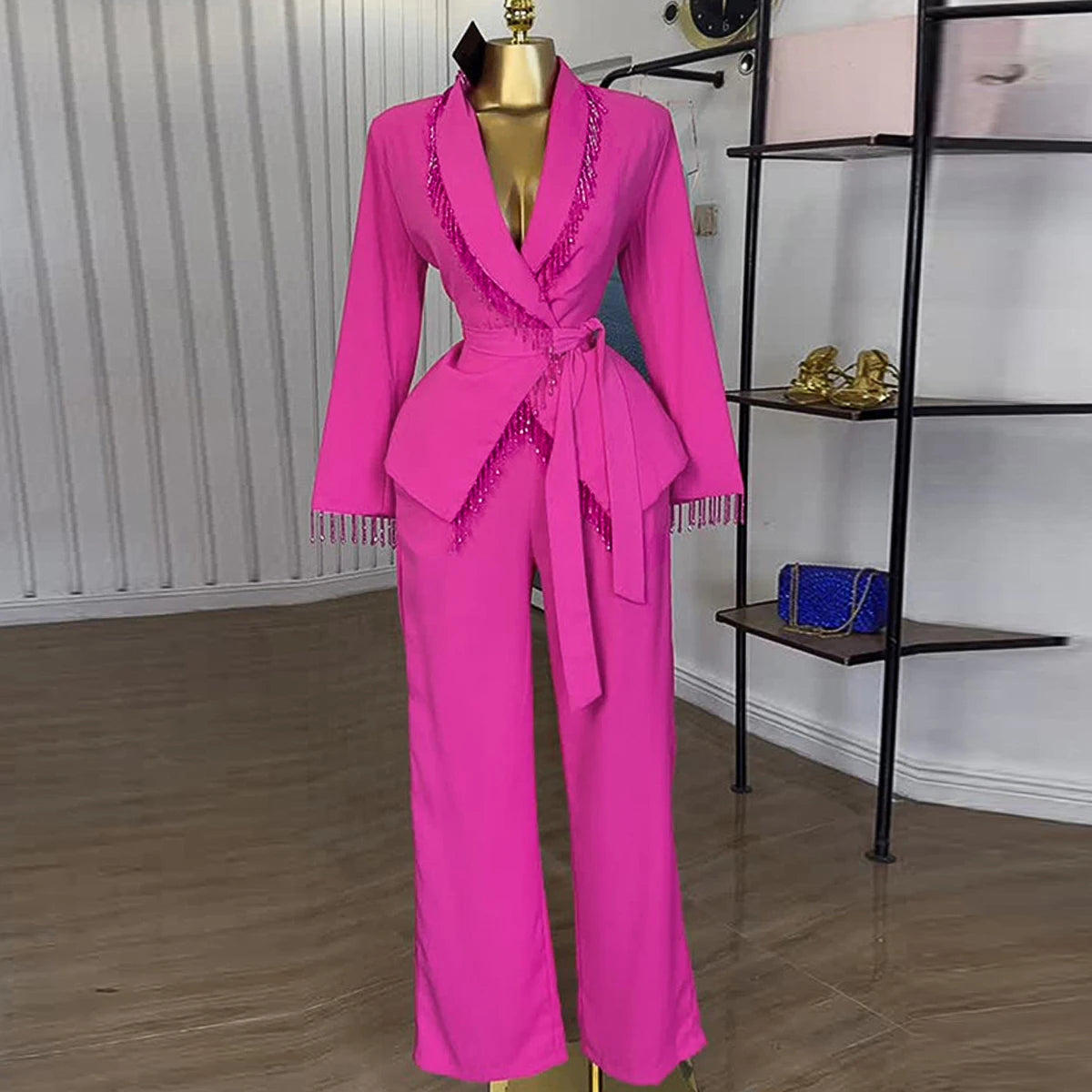 Two Piece Sets Women Outfits Statement Pant Set with Fringe Details Ideal for Birthday Dinners Evening Parties and Formal Events Good Vibrations