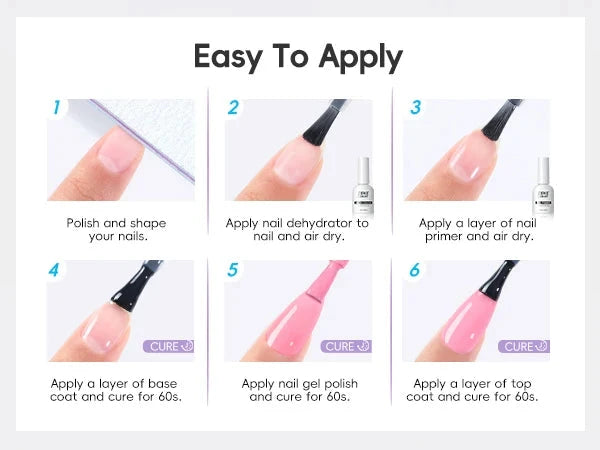 Peacecolor 10ML Nail Dehydrator & Primer and Nail Tools, Fast Dry Non Acid Primer for Gel Polish, Ideal Gift Choice Good Vibrations