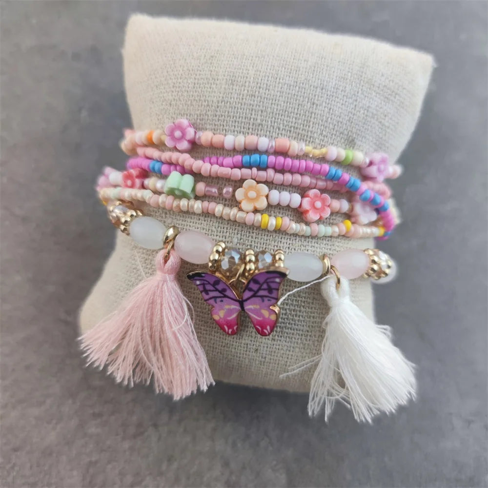 Bracelets Women Evil Eye Bracelet Summer Boho Tassel Chic Beads Pulseras Mujer Bohemian Jewelry Handmade Gift Good Vibrations