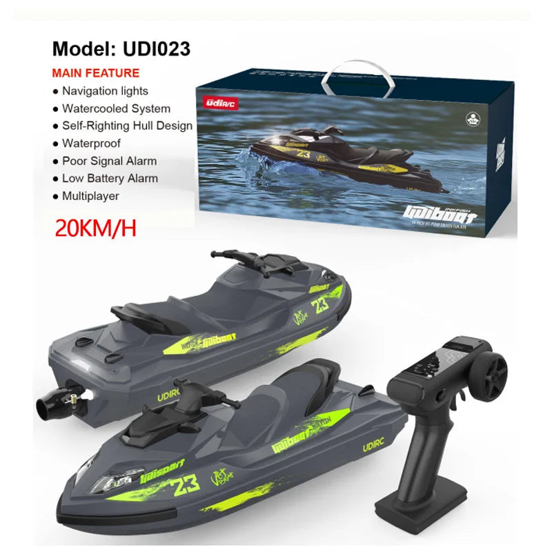 UDI023 RC Speedboat 2.4G Jet Spray RC Boat Remote Control Ship Waterproof Self-Righting LED Lights RTR High-Speed Models Toys Good Vibrations