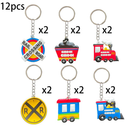 Train Party Supplies Drinking Straws Temporary Tattoos Keychains Slap Bracelets Stickers Goodie Bag Transportation Birthday Gift Good Vibrations