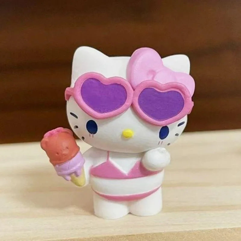 Sanrio Hello Kitty Kuromi Cinnamoroll Hangyodon KT Cat Bikini Swimwear Blind Box Toys Desktop Decoration Model Toy Kids Gifts Good Vibrations