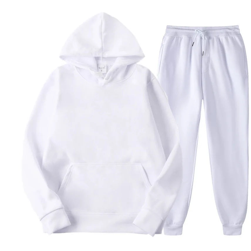 Men's Autumn and Winter New Solid Color Hoodie+pants Two-piece Set Fashionable Casual Sports Set Size S-3XL Men's Tracksuit Good Vibrations