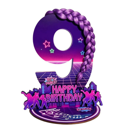 purple disco Music Dance Party Supplies，purple Birthday Centerpiece for Party Decor Wooden Table Photo Prop Number Sign Good Vibrations