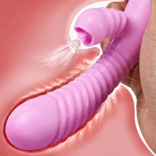 Vibrator For Women 2 In 1 Licking Machine Clitoris Stimulator G-Spot Powerful Vibro Dildo Wand Female Clit Sucker Adult Sex Toys Good Vibrations Adult Super Store