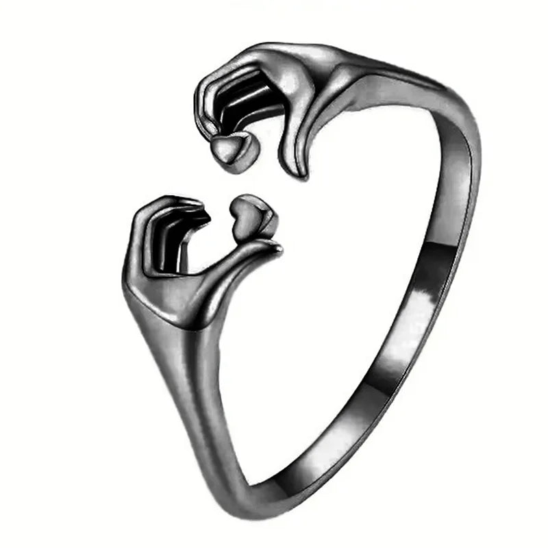 2026 New European and American Adjustable Heart Ring Couple Gift Boys  Popular Simple Finger  Accessories Wholesale Good Vibrations