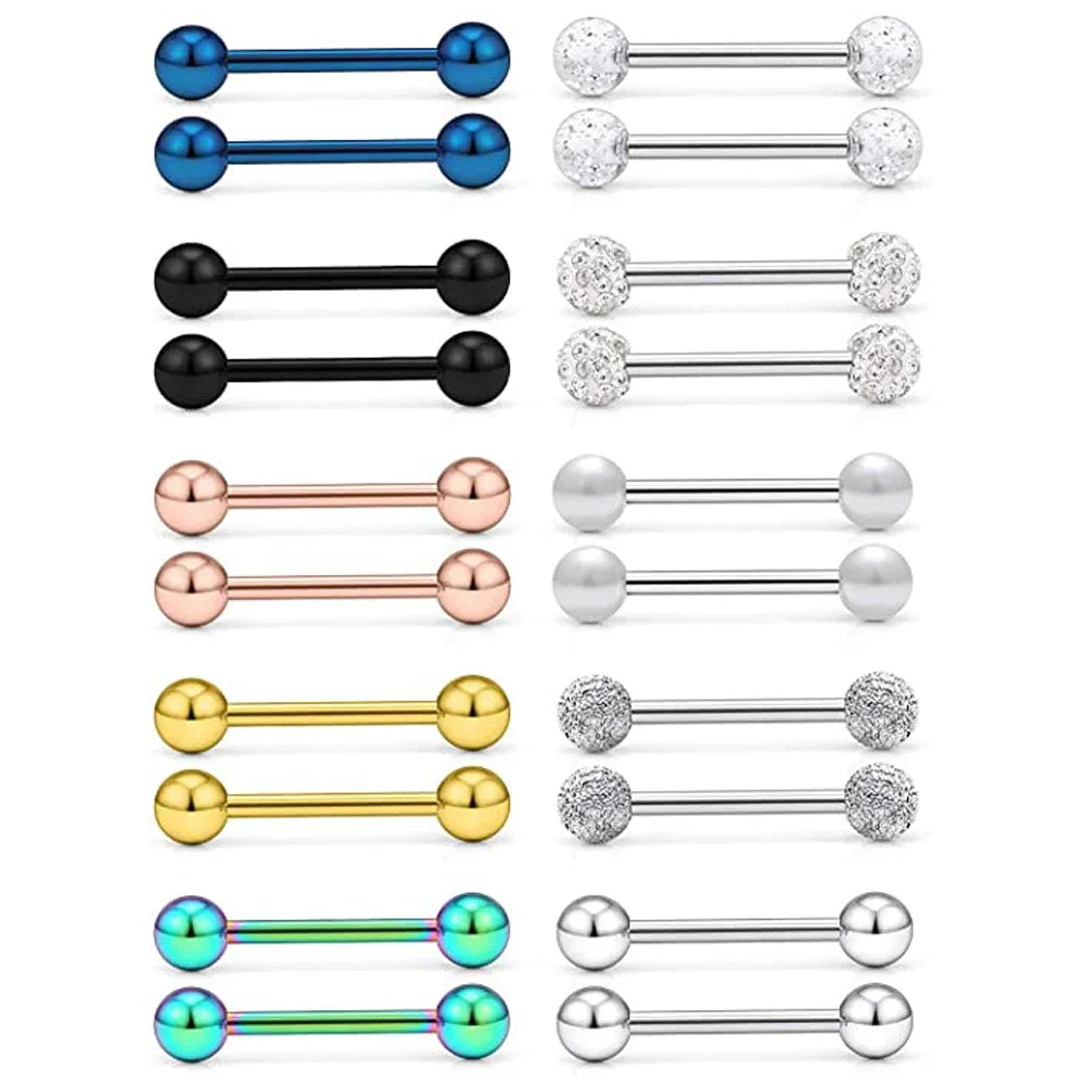 14G Tongue Rings Nipple Rings Surgical Steel Barbell Nipplering Body Piercing Jewelry for Women Men 12MM 14MM 16MM 18MM Bar Leng Good Vibrations