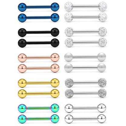 14G Tongue Rings Nipple Rings Surgical Steel Barbell Nipplering Body Piercing Jewelry for Women Men 12MM 14MM 16MM 18MM Bar Leng Good Vibrations