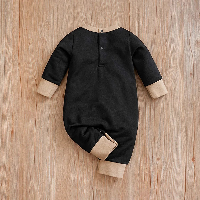 Baby Jumpsuit Cute Cartoon Teddy Bear Short Plush Embroidery Comfortable Spring And Autumn Long Sleeves 0-18m Newborn Clothes Good Vibrations