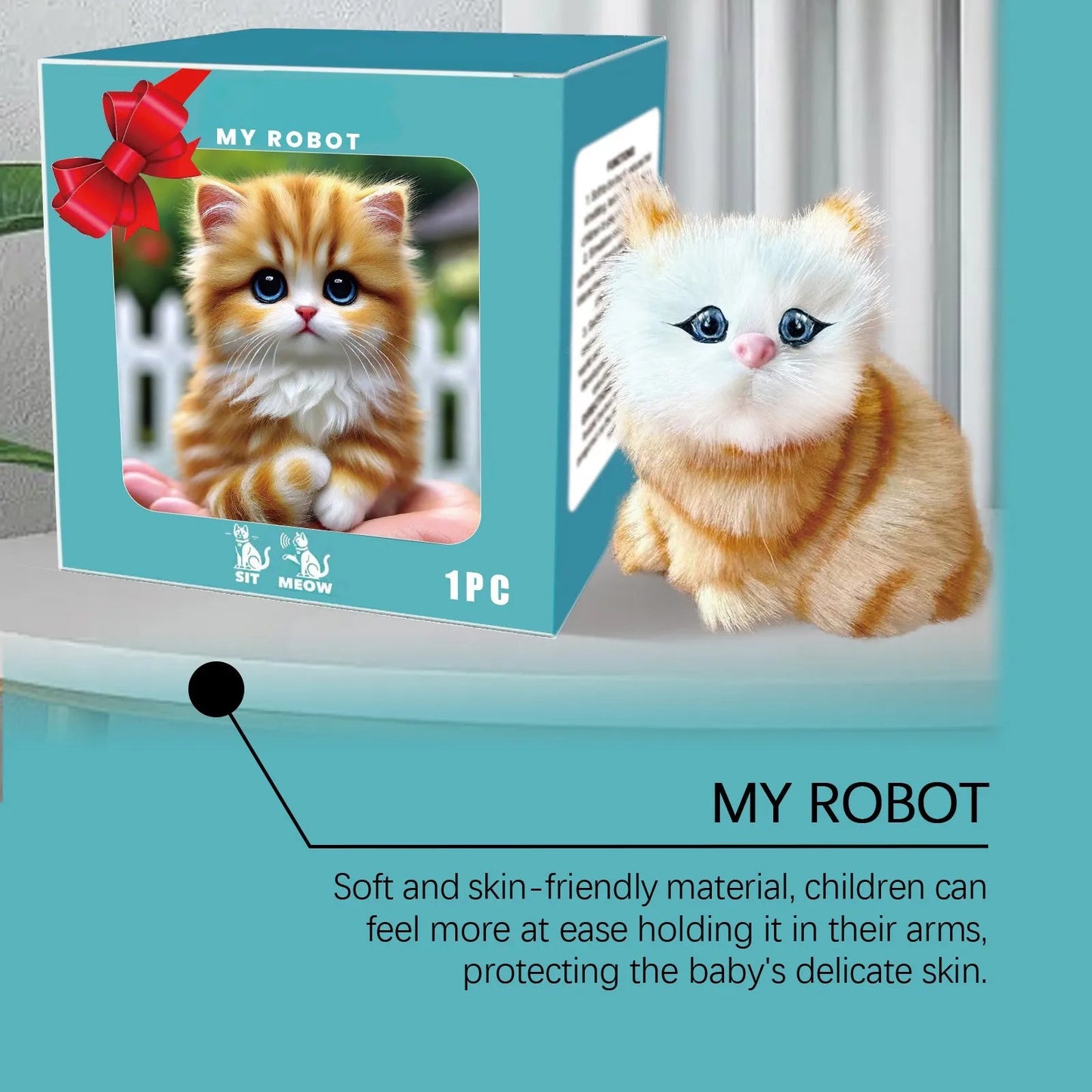 Robot Cat Toys Interactive Cat Meow Toy Funny Interactive Cat Robot Creative Robotic Cat Barking Meow Kitten for Chilren Good Vibrations