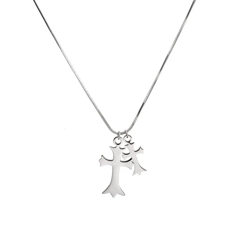 European Cuban Cross Necklace, Hip-Hop Luxury Niche Design, Women’s Long Sweater Chain, Daily/Street Versatile, Perfect Gift Good Vibrations