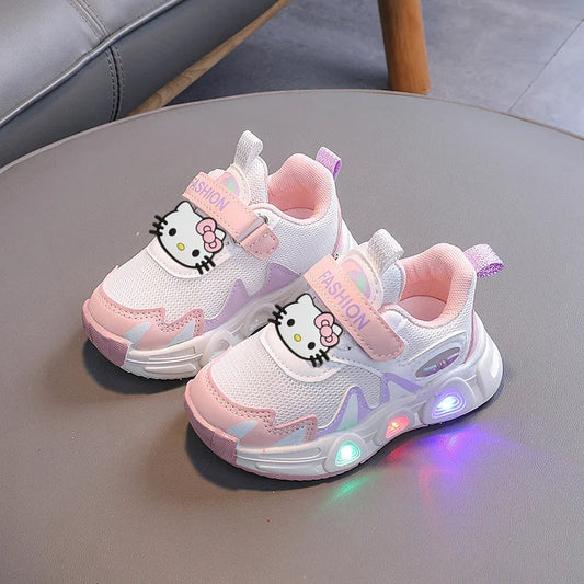 Sanrio hello kitty children mesh breathable Casual shoes luminous Sneakers boy girl  non-slip running shoes baby toddler shoes Good Vibrations