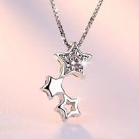 Real 925 Sterling Silver Jewelry Sets for Women Charm Star Pendant Necklace Earrings Set Fashion Party Jewelry Gift Wholesale Good Vibrations