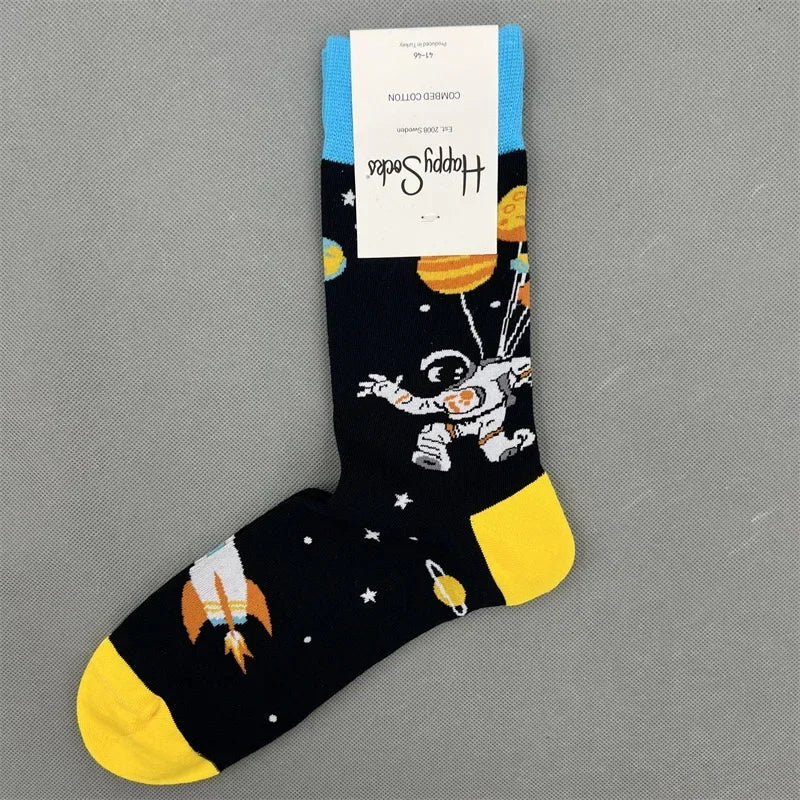 Cotton Happy Socks Men's Classic Crew Sock Shoe Size 10 - 13 Soft Good Vibrations