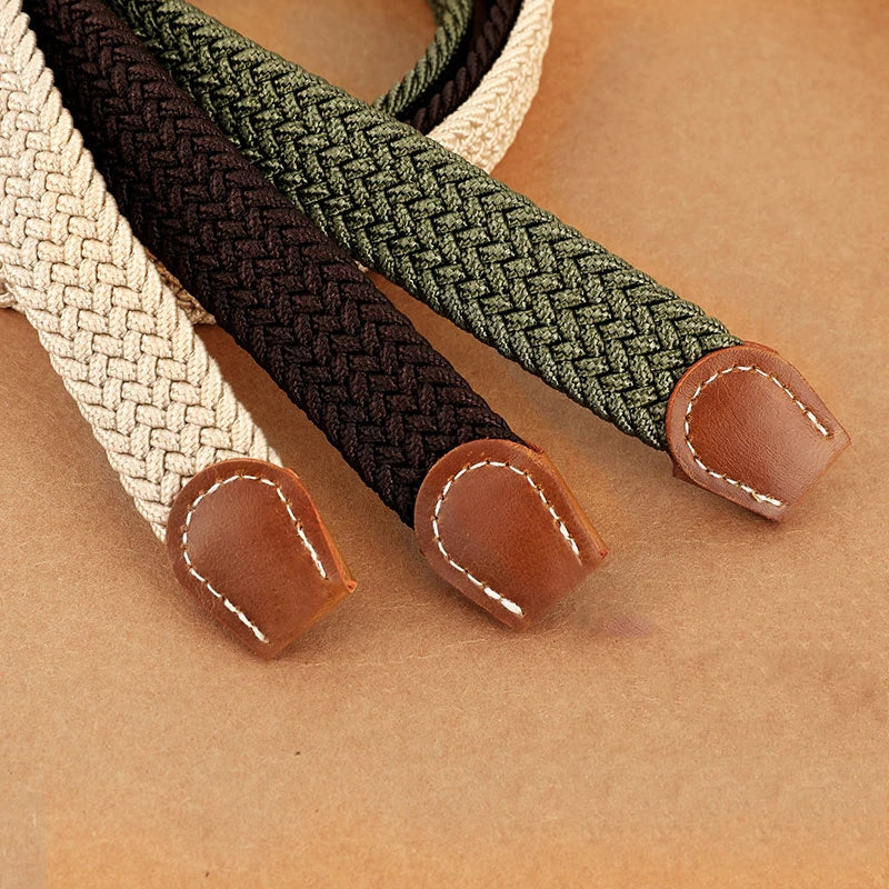 Women's elastic and elastic woven belt in one outfit, casual and versatile denim belt for men and women Good Vibrations